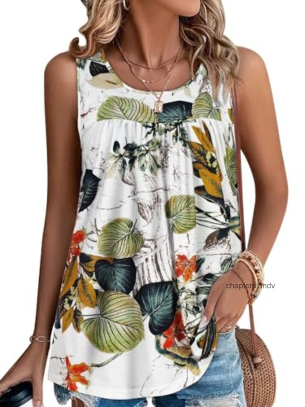 Womens Loose Fit Sleeveless Tank Top Cotton Blouse Tunic